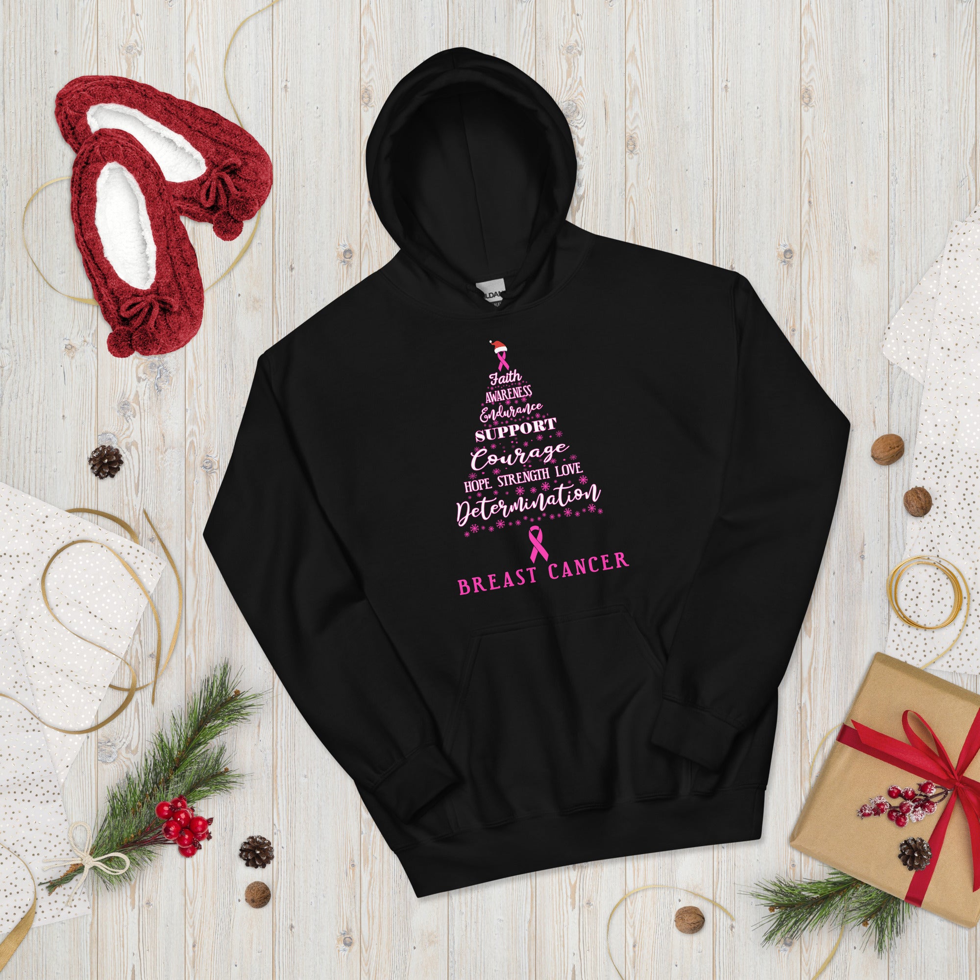 Breast Cancer Awareness Christmas Tree Hoodie