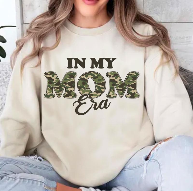 Im My Mom Era Camo Pattern Crewneck Sweatshirt, Camo Mama, Camo Mom, Hunting Mom Shirt