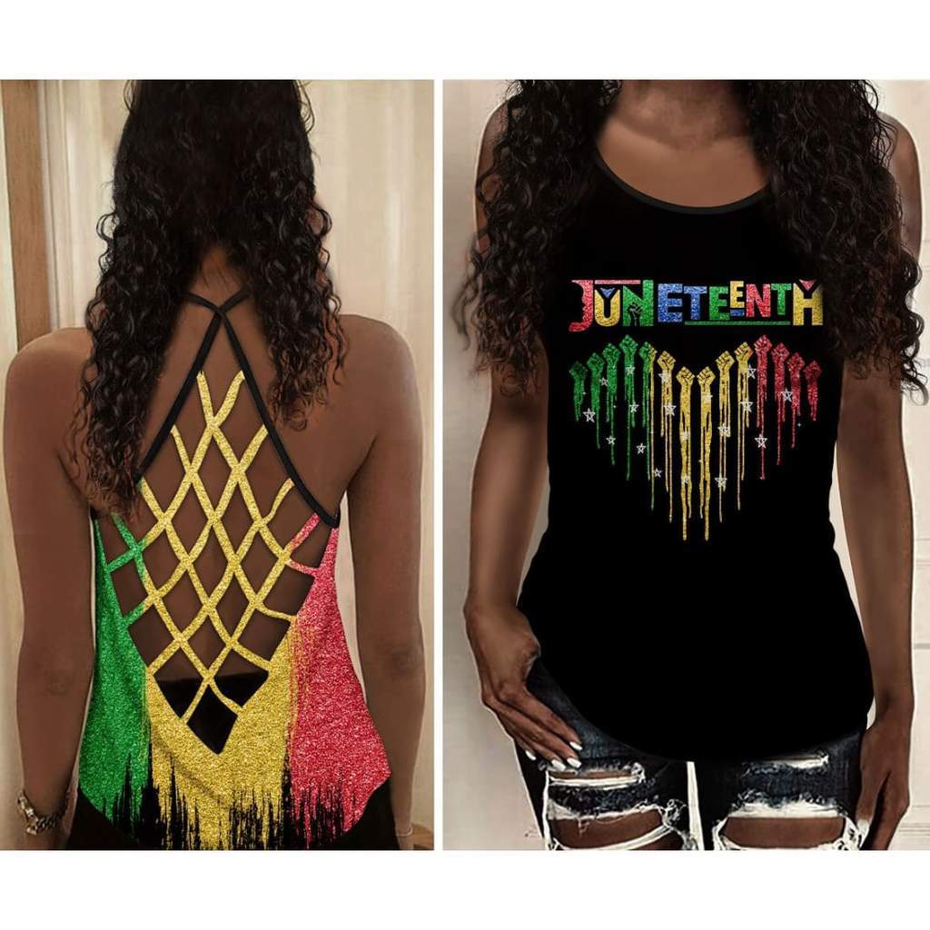 Black Queen Juneteenth Day Cross Tank Top #Kv