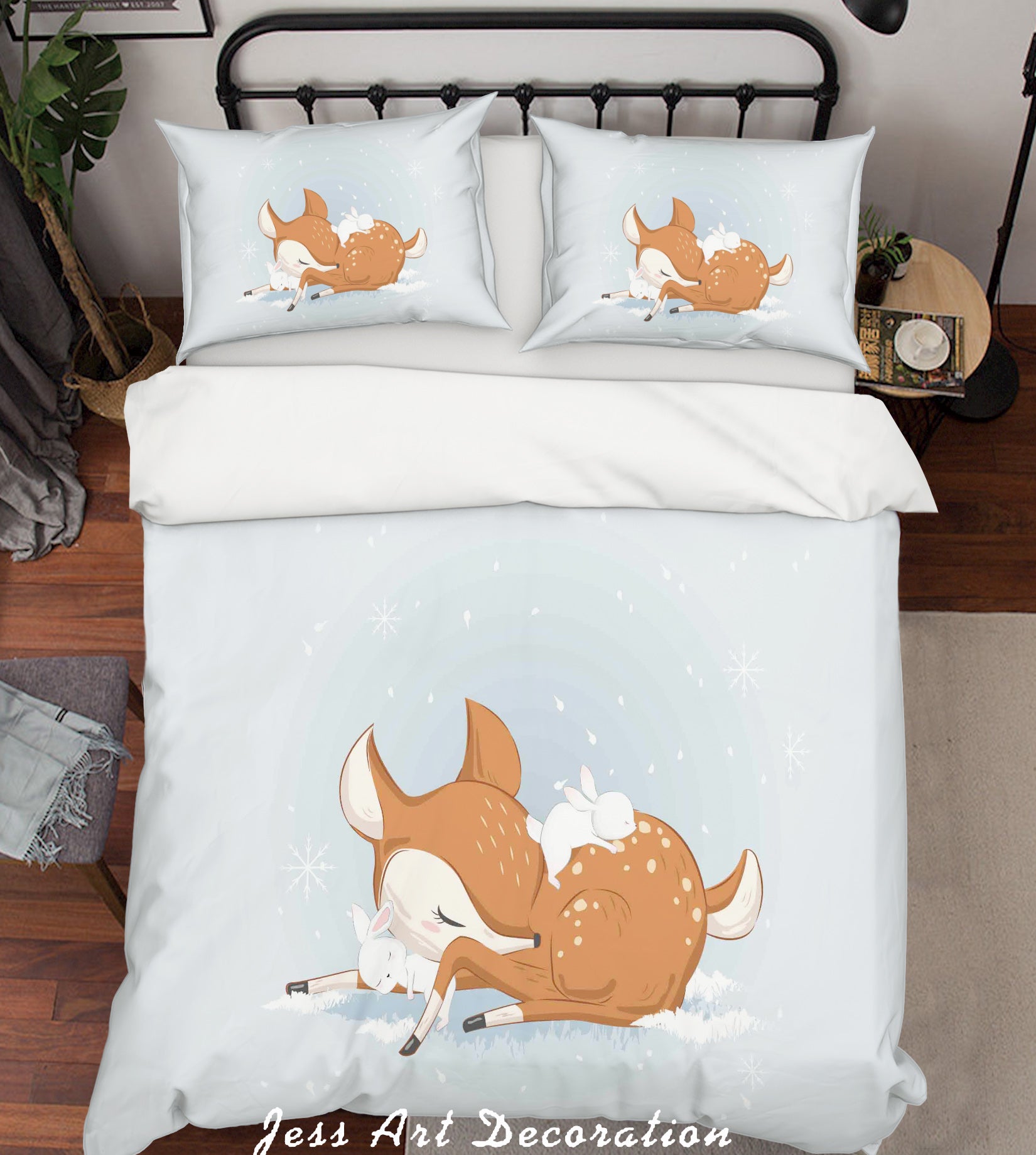 3D Blue Deer Rabbit Quilt Cover Set Bedding Set Duvet Cover Pillowcases Sf71