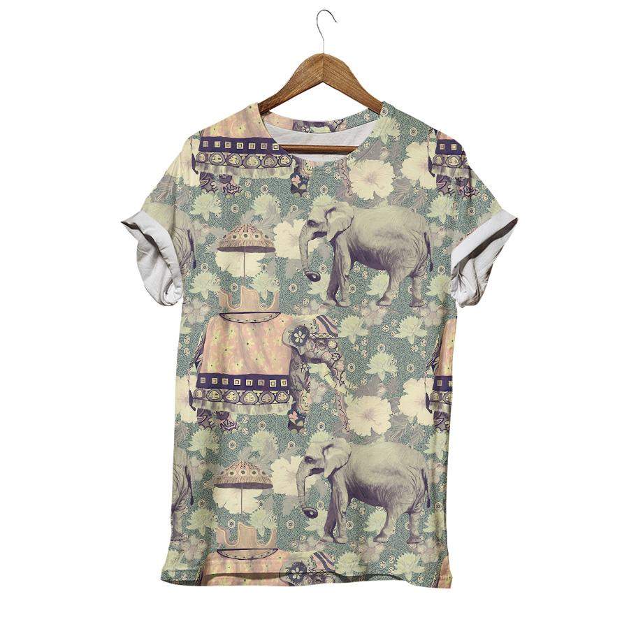 Save Elephant Wildflower Ethnic Motif T-shirt