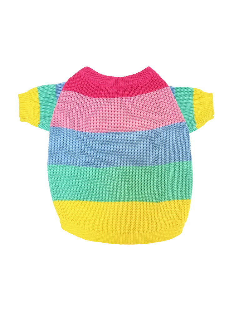 Puppy Rainbow Sweater Knitted Pet Cat Sweater Warm Dog Sweatshirt Dog Winter Clothing Kitten Puppy Sweater alx