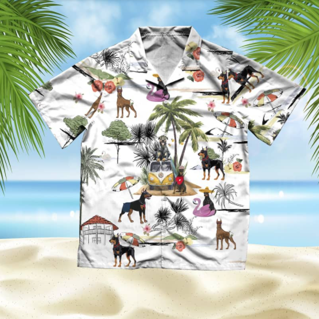 Doberman Pinscher Beach All Over Printed Hawaiian Shirt Ha63213