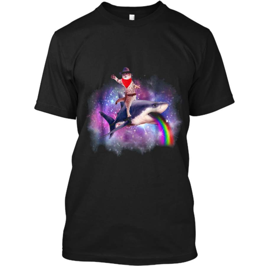 Cat Riding Shark  Space Galaxy Tee Custom Ultra Cotton