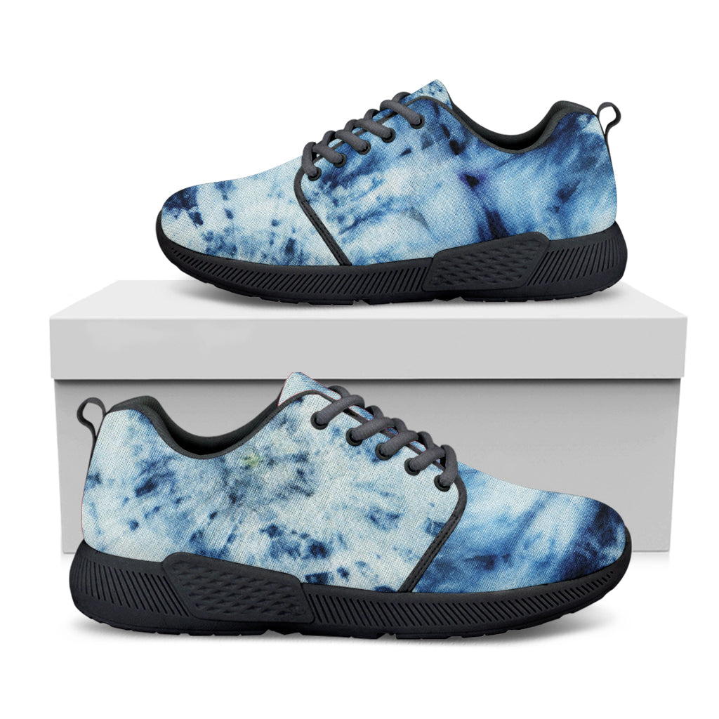 White And Blue Tie Dye Print Black Athletic Shoes