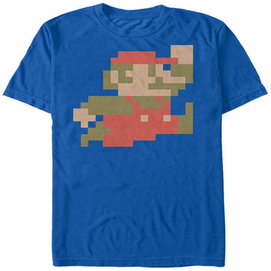 Super Mario Brothers Big Little Mario Mens T Shirt Royal Blue