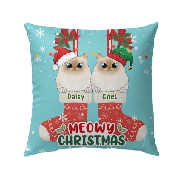 Personalized Pillow, Meowy Christmas, Christmas Gifts For Cat Lovers