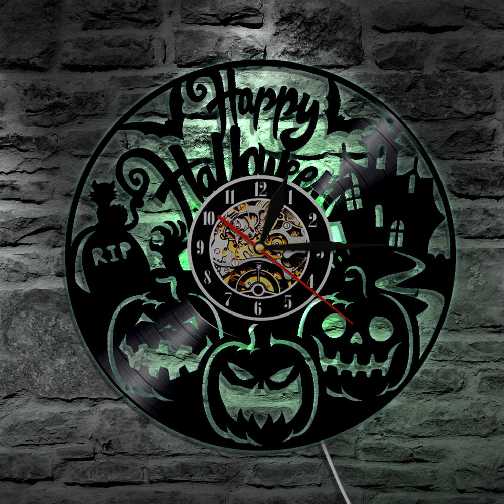 7 Color 3D Led Happy Halloween Luminous Wall Clock