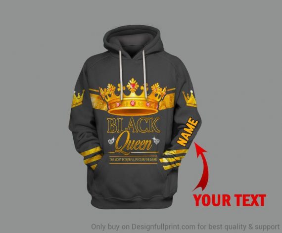 Black American Gift Gray Black Queen Most Important Piece In The Game Personalized Unisex Hoodie Black And Proud 365