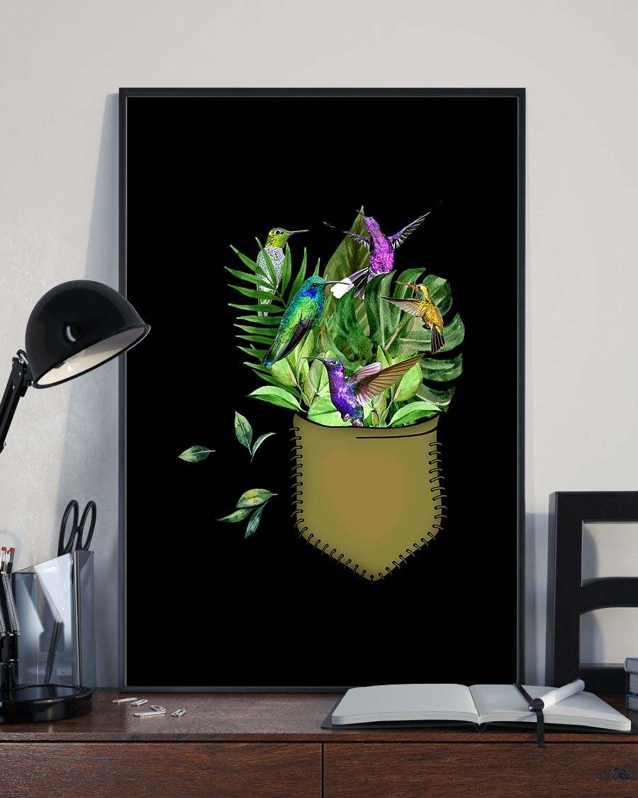 hummingbird flower pocket poster