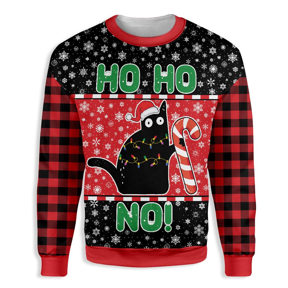 Cat Ho Ho No Christmas Ugly Christmas Sweater | For Men & Women | Adult | Us5441