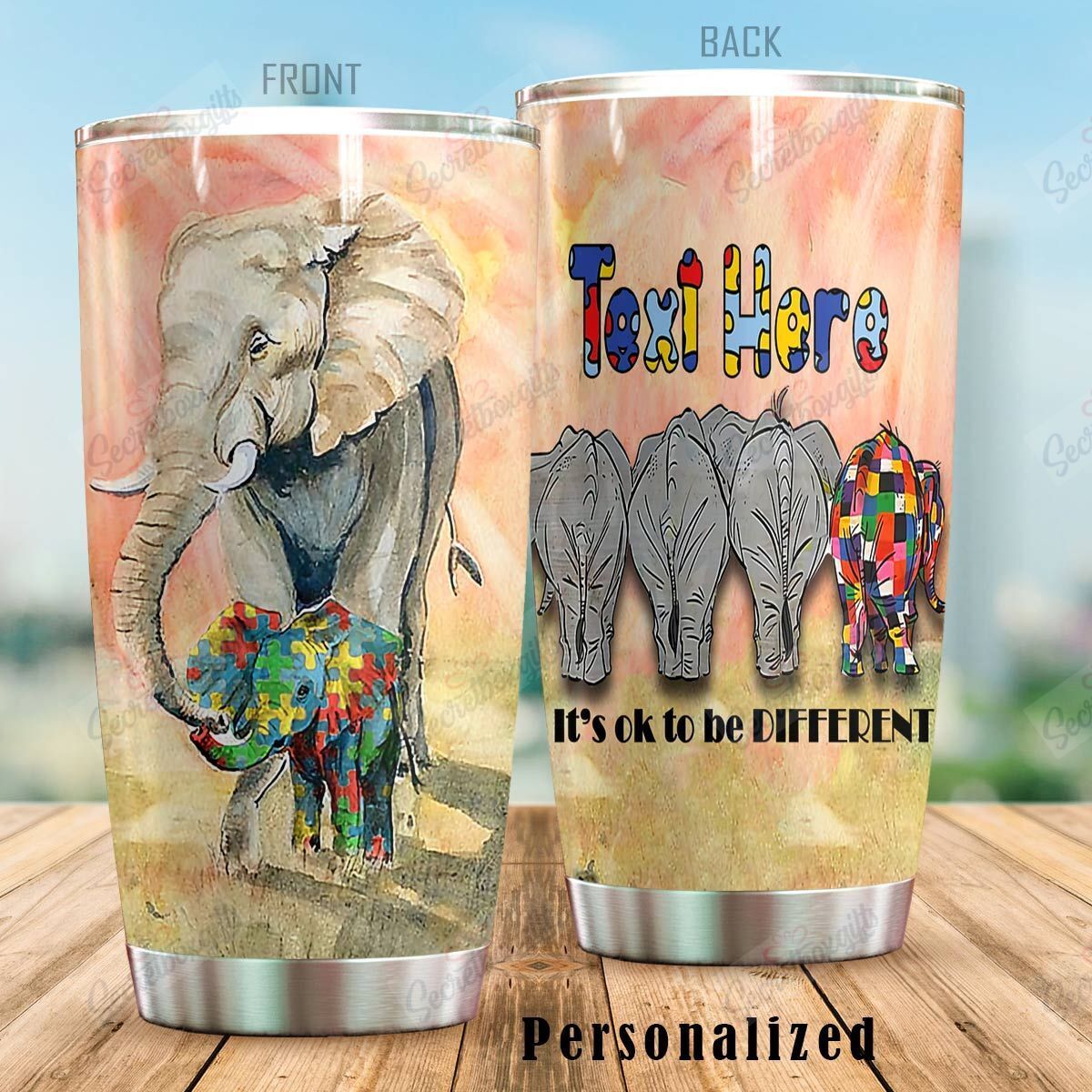 Personalized Autism Elephant Different Nc0710369Cl Stainless Steel Tumbler Customize Name, Text, Number