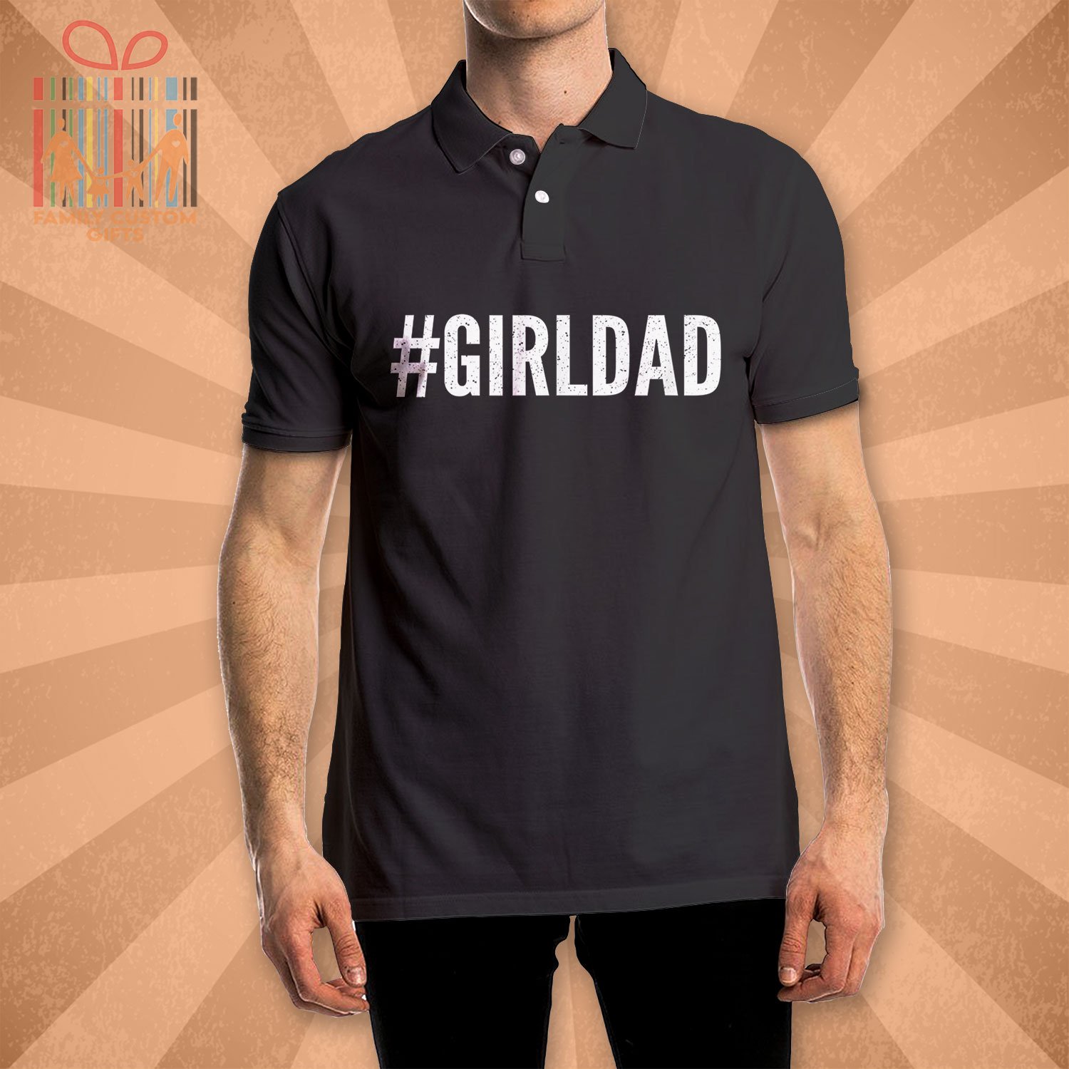 Custom Polo Shirts Hashtag Girl Dad Gift For Dad'S With Daughters Father'S Day Polo Shirts Printfushion