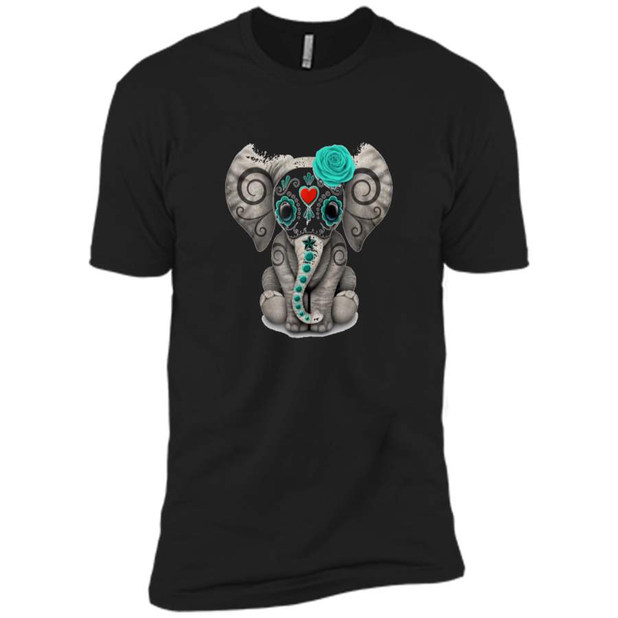 Sugar Skull Elephant Day Of The Dead Halloween  Next Level Premium Short Sleeve Tee