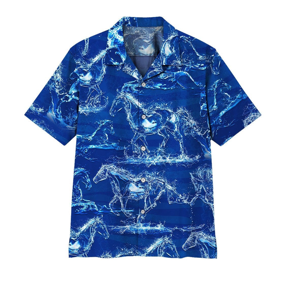 Water Horse Blue Aloha Hawaii Shirts For Men Women Ha493