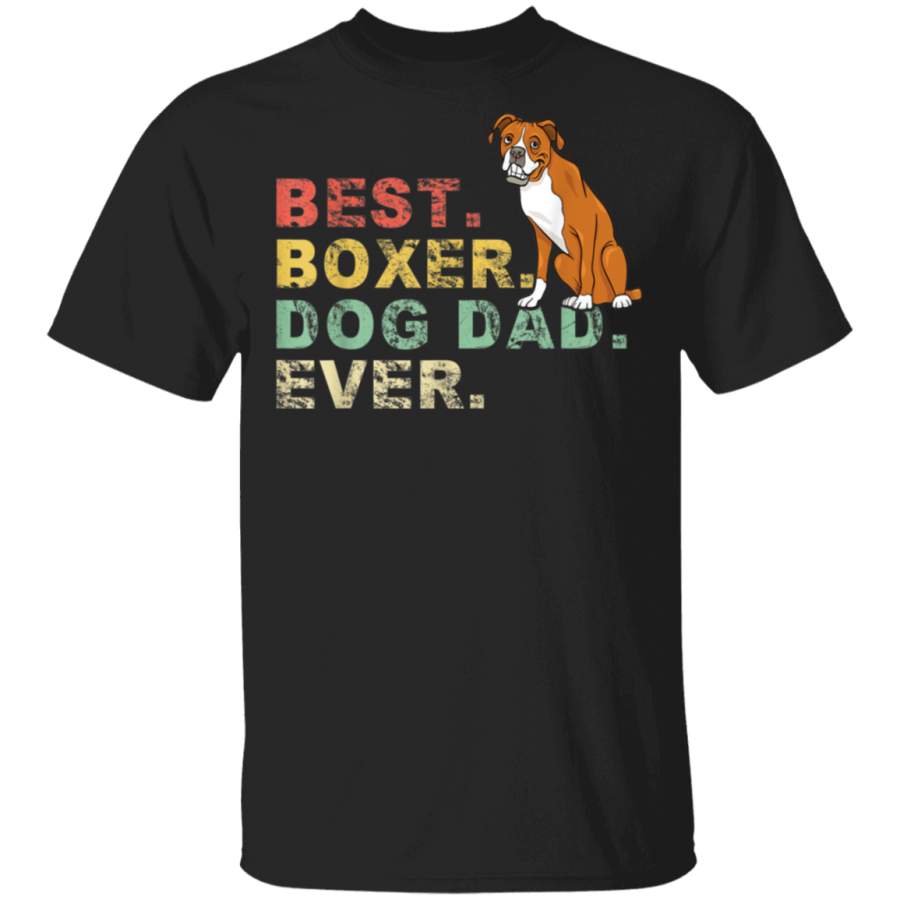 Vintage Best Boxer Dog Dad Ever Dog Lover Gifts Fathers Day Tshirt