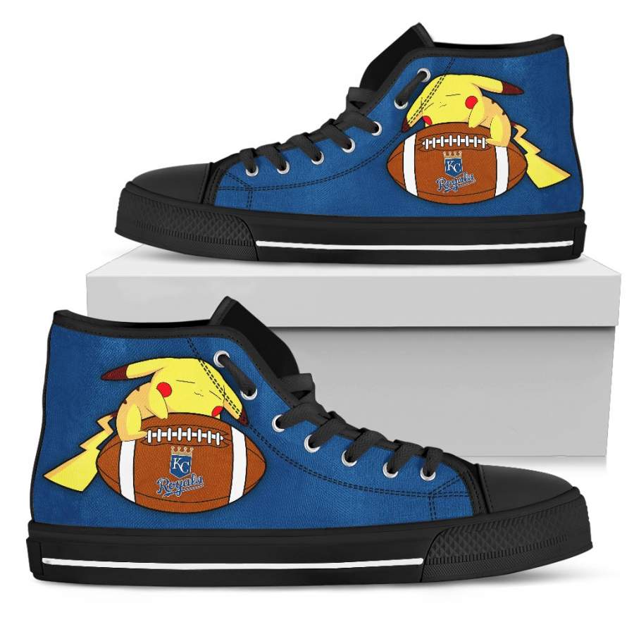 Pikachu Laying On Ball Kansas City Royals High Top Shoes