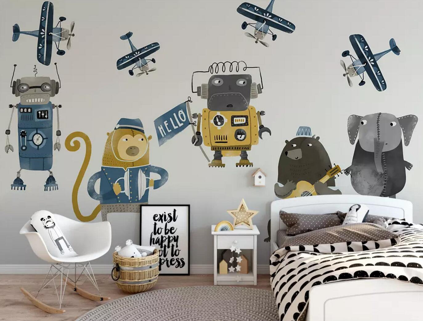 3D Kids,Spacecraft,Animal Astronaut Wallpaper-Nursery