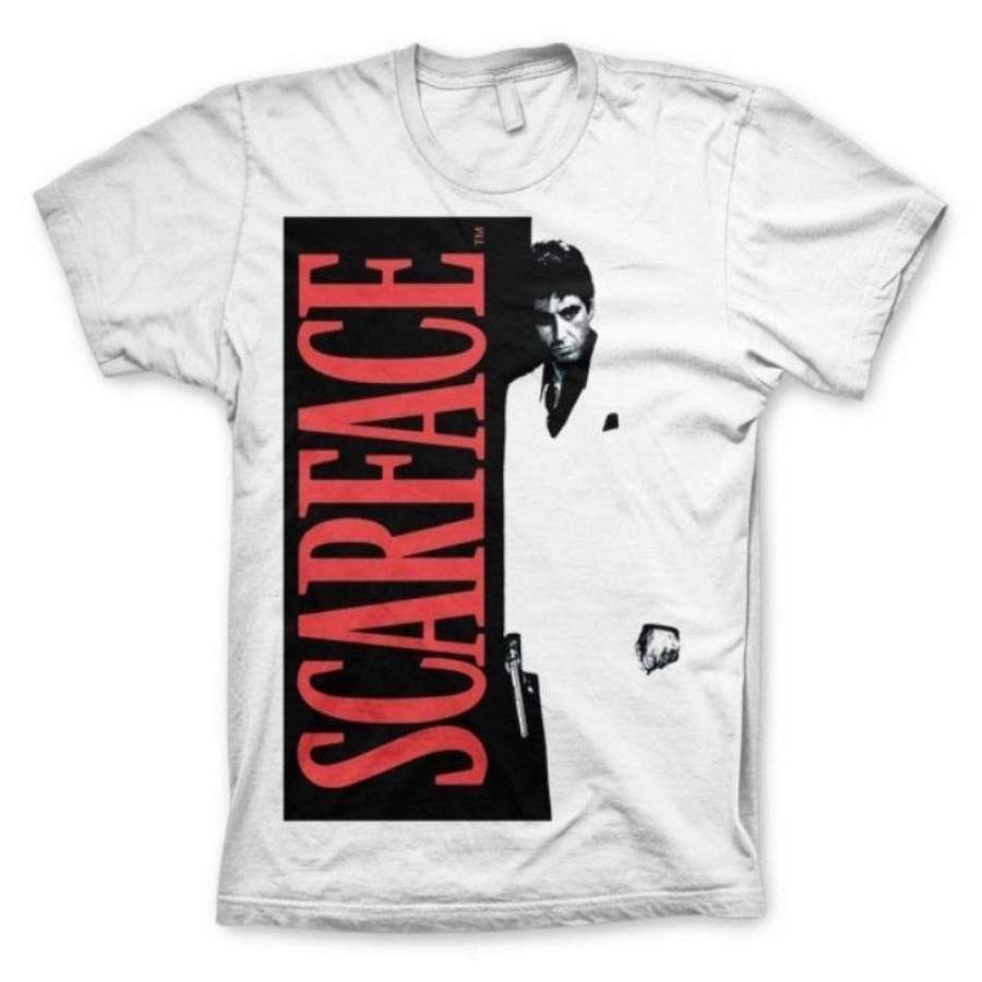 Men’S T-Shirt Scarface Poster Tony Montana Al Pacino White Logo