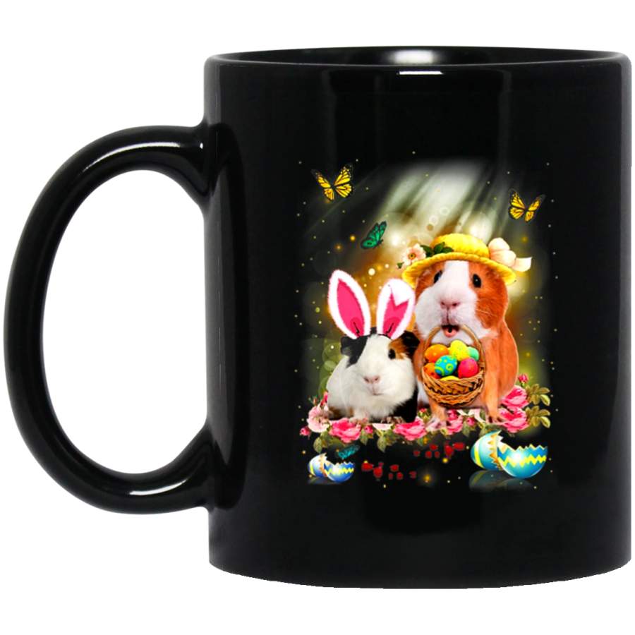 Pig guinea mom Easter Day Pig Guinea Eggs Lover Gift 11oz 15oz Black Mug Happy Easter Day Funny Colors Eggs Bunny Ears Peeps Cute