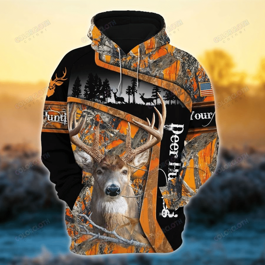 Unique Deer Hunting Multicolored 3D Printed Hoodie Tv057905