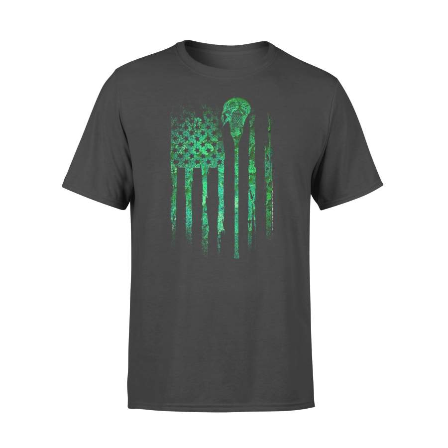 Vintage American Flag Lacrosse Funny St. Patrick’s Day Gift – Standard T-shirt