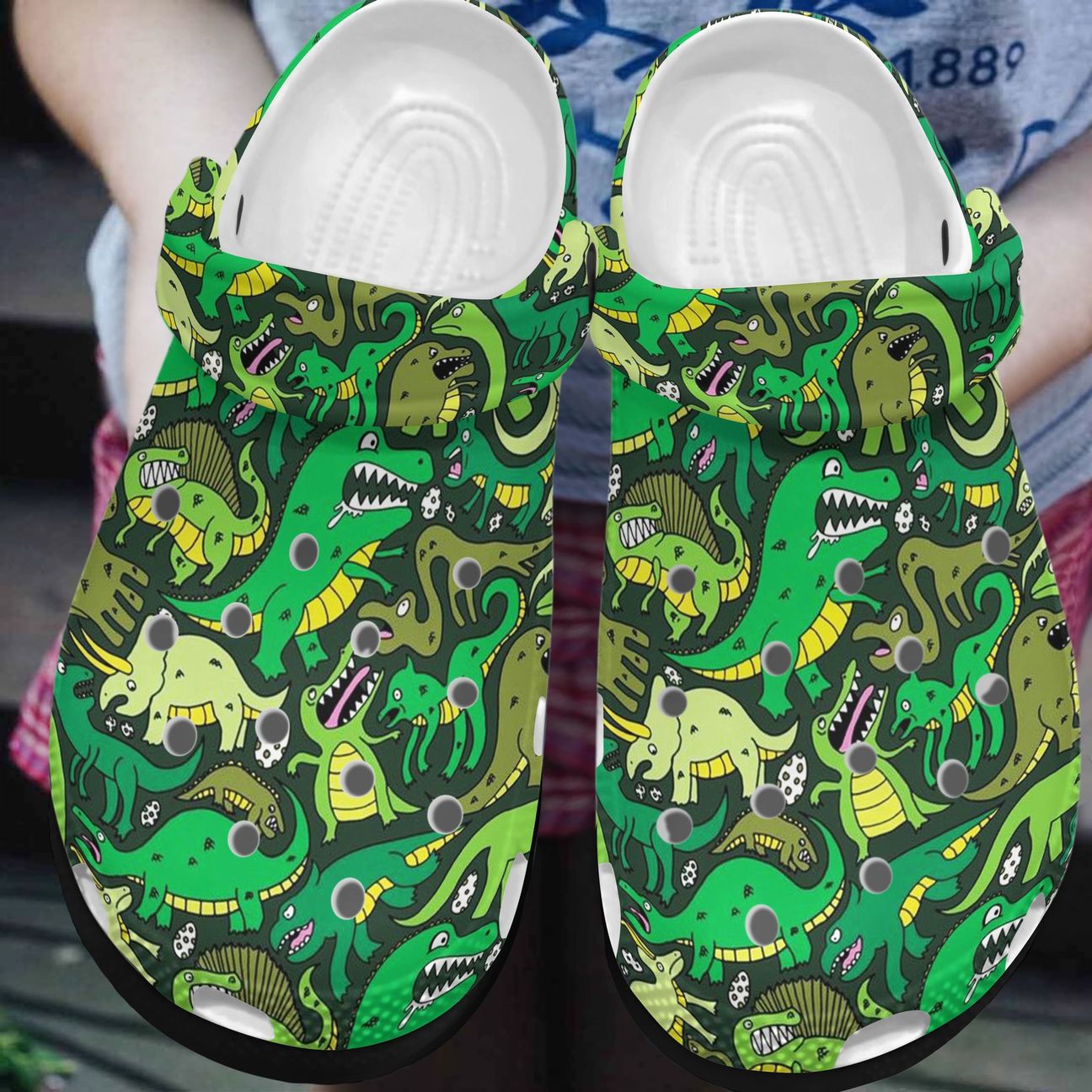 Dinosaur Personalized Clog, Custom Name, Text, Color, Number Fashion Style For Women, Men, Kid, Print 3D ‘Scary’ Dinosaurs