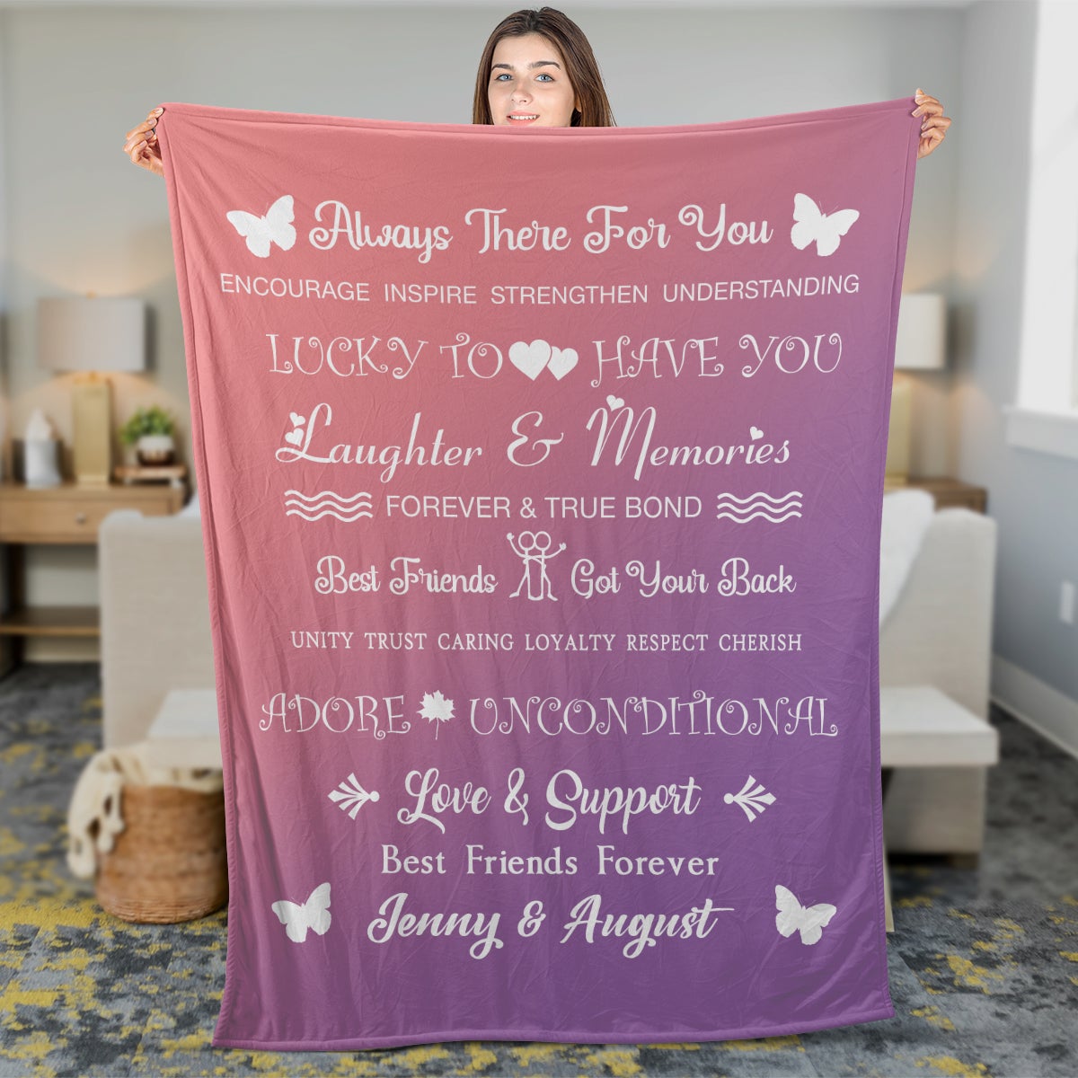 Always There For You Best Friend Blanket Gift For Friend Birthday Gift Home Decor Bedding Couch Sofa Soft And Comfy Cozy