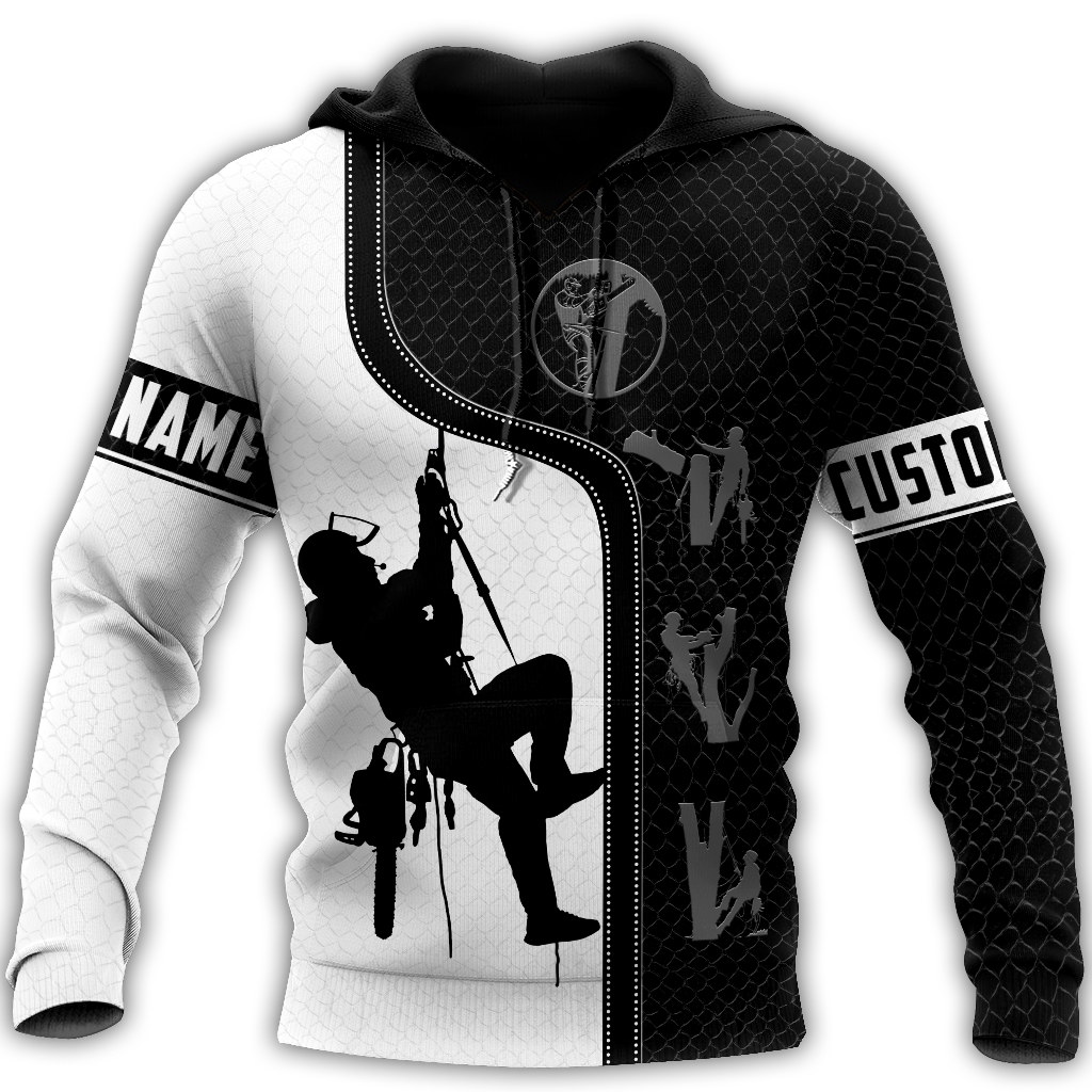 Arborist black & white 3d unisex hoodie custom name