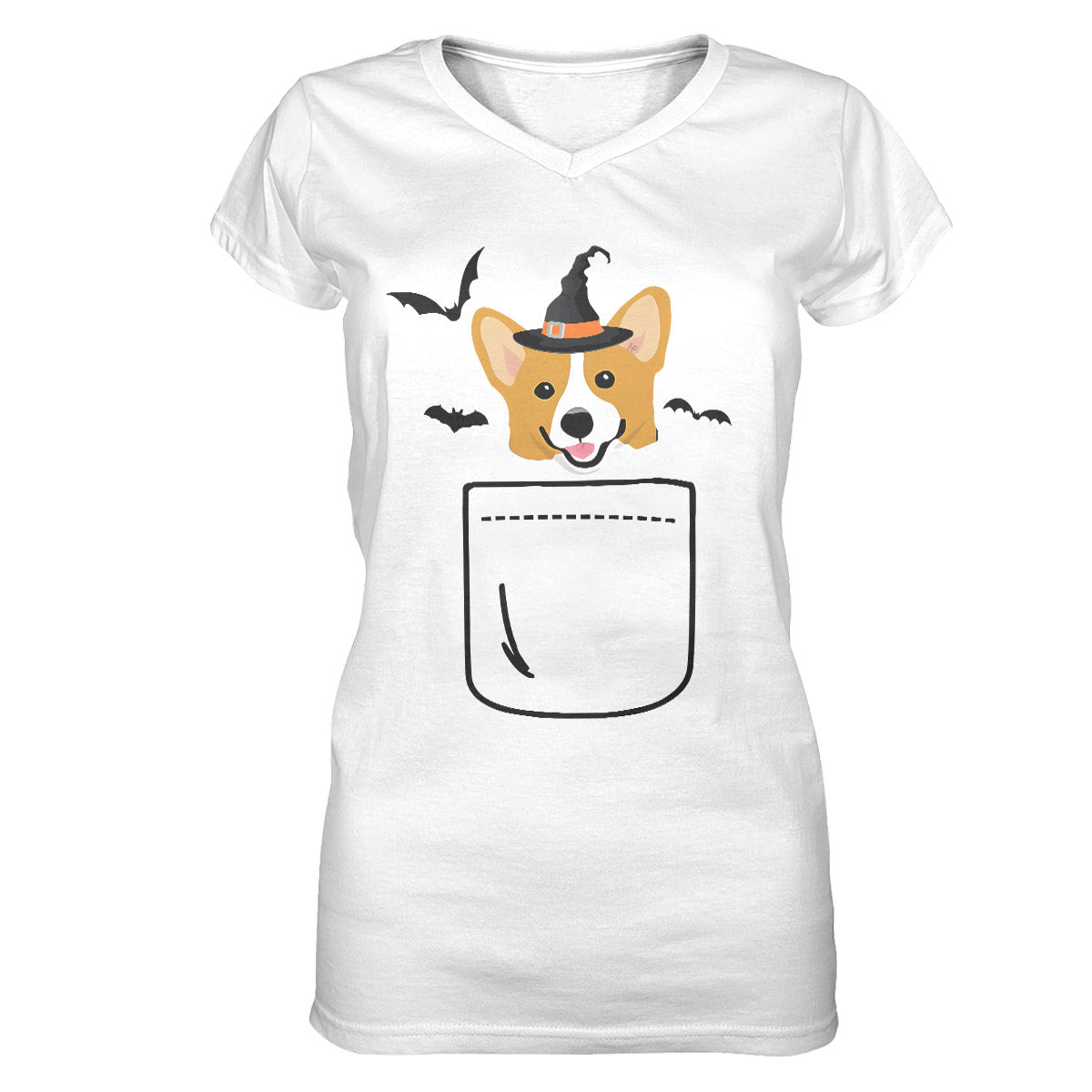 Corgi In The Pocket For Halloween Corgi Shirt For Men And Women, Funny Corgi Halloween Women V-Neck T-Shirt