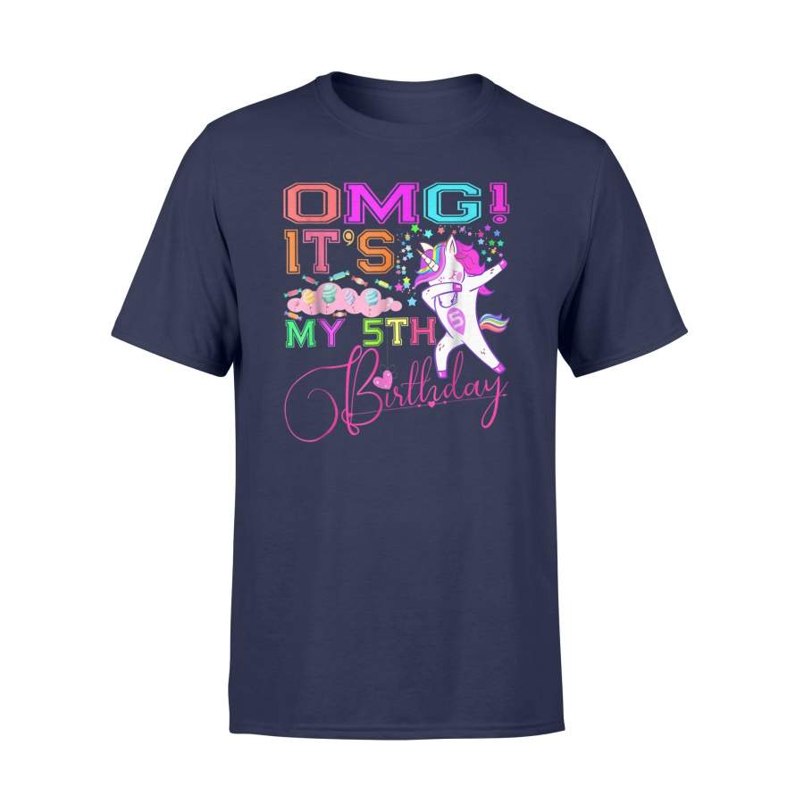 5th Birthday For Girls Unicorn Dabbing Outfits T Shirt