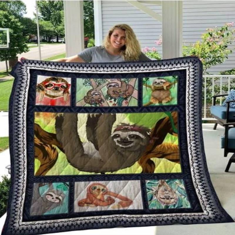 Sloth Sloth Mommy Family Love Cute Wild Animal Wild Life Three-Toed Sloth Two-Toed Sloth Gift For Friends Family Love Cute Animal Quilt Blanket