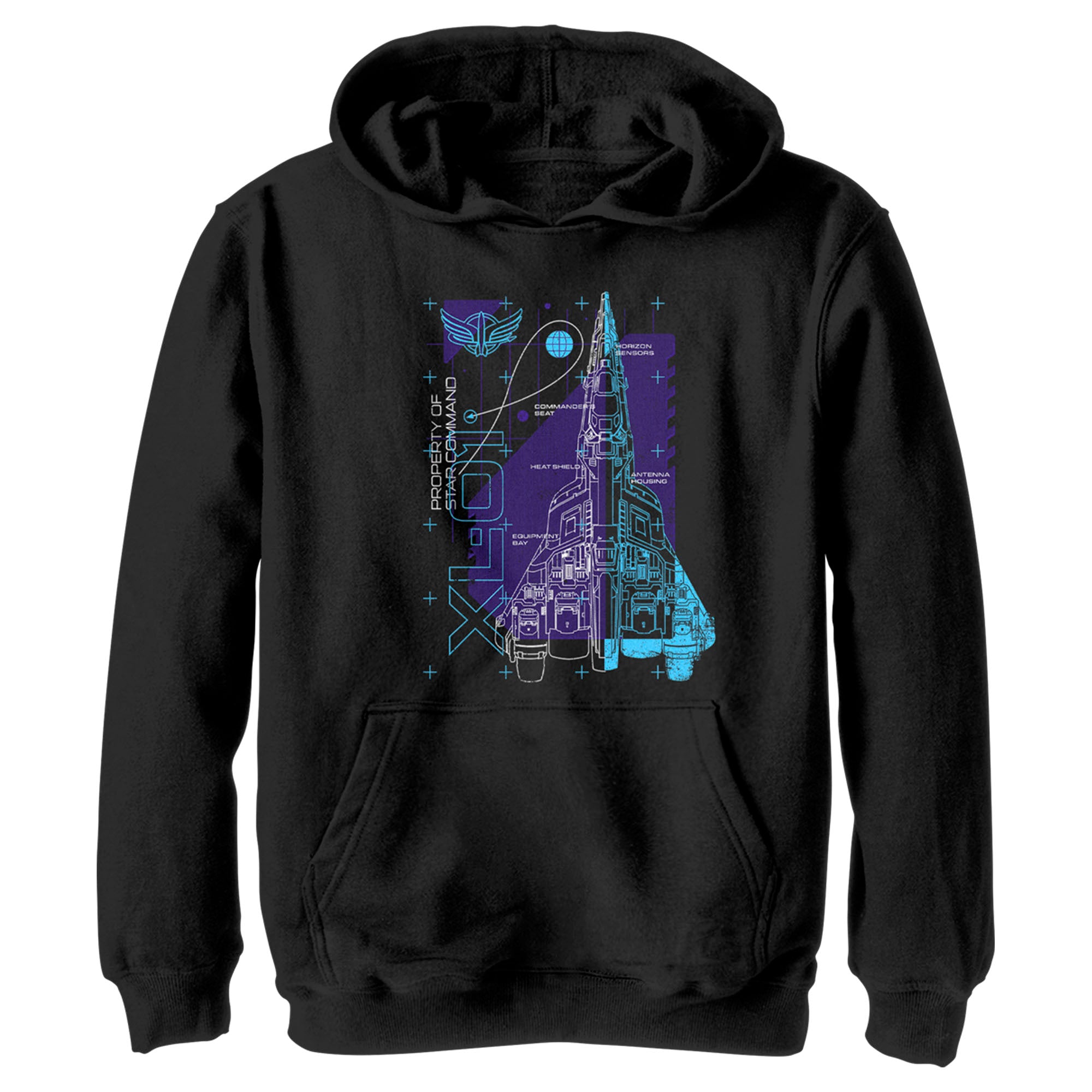 Boy’S Lightyear Xl-01 Spaceship Blueprints Pull Over Hoodie