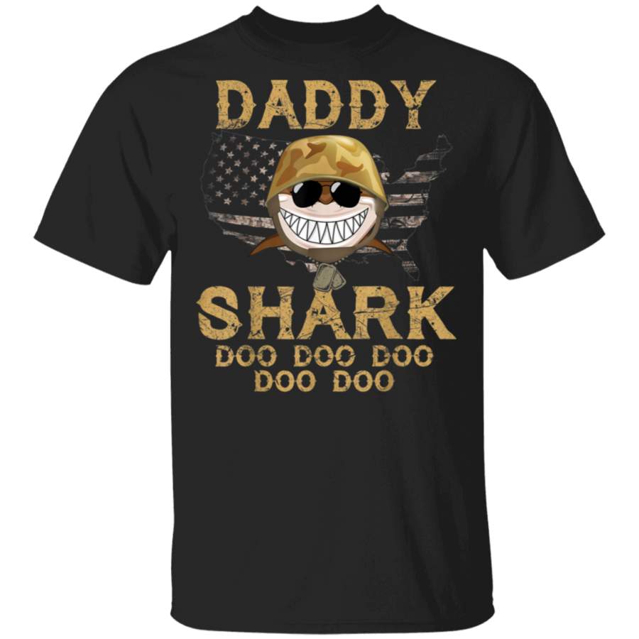 Army Daddy Shark Doo Doo Doo Military  Veteran TShirt