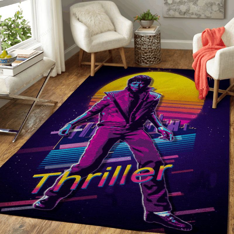 Thriller Michael Jackson Artwork Music Synthwave 80s Art Area Rug Living Room Rug Home Decor Floor Decor N98