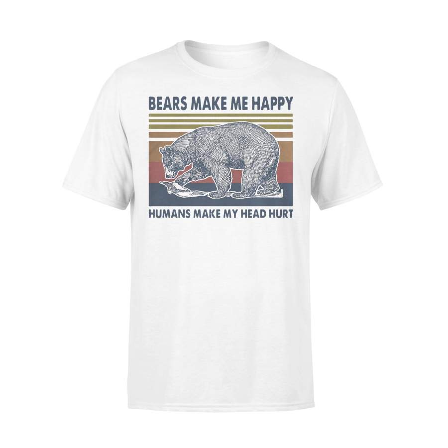 Bears Make Me Happy Humans Make My Head Hurt Vintage T-shirt