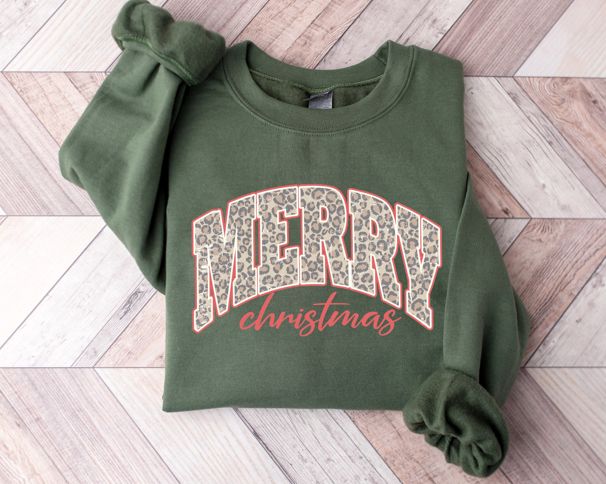 Christmas Sweatshirt, Christmas Merry Sweatshirt, Family Matching Christmas, Leopard Christmas Sweatshirt, Christmas Gift Idea, Holiday Gift