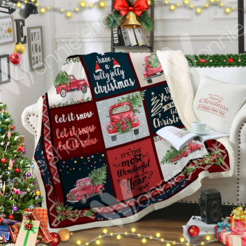 Red Truck Christmas Sherpa Blanket AU1003 81O50﻿