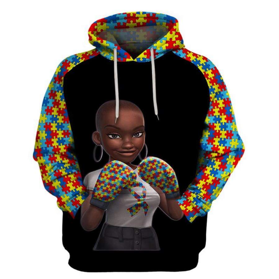 Autism Awareness Melanin Girl Adult and Kid Hoodie