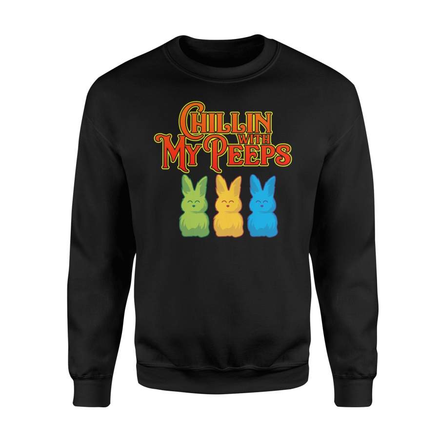 Chilling With My Peeps Cool Easter Bunny Rabbit Sweatshirt