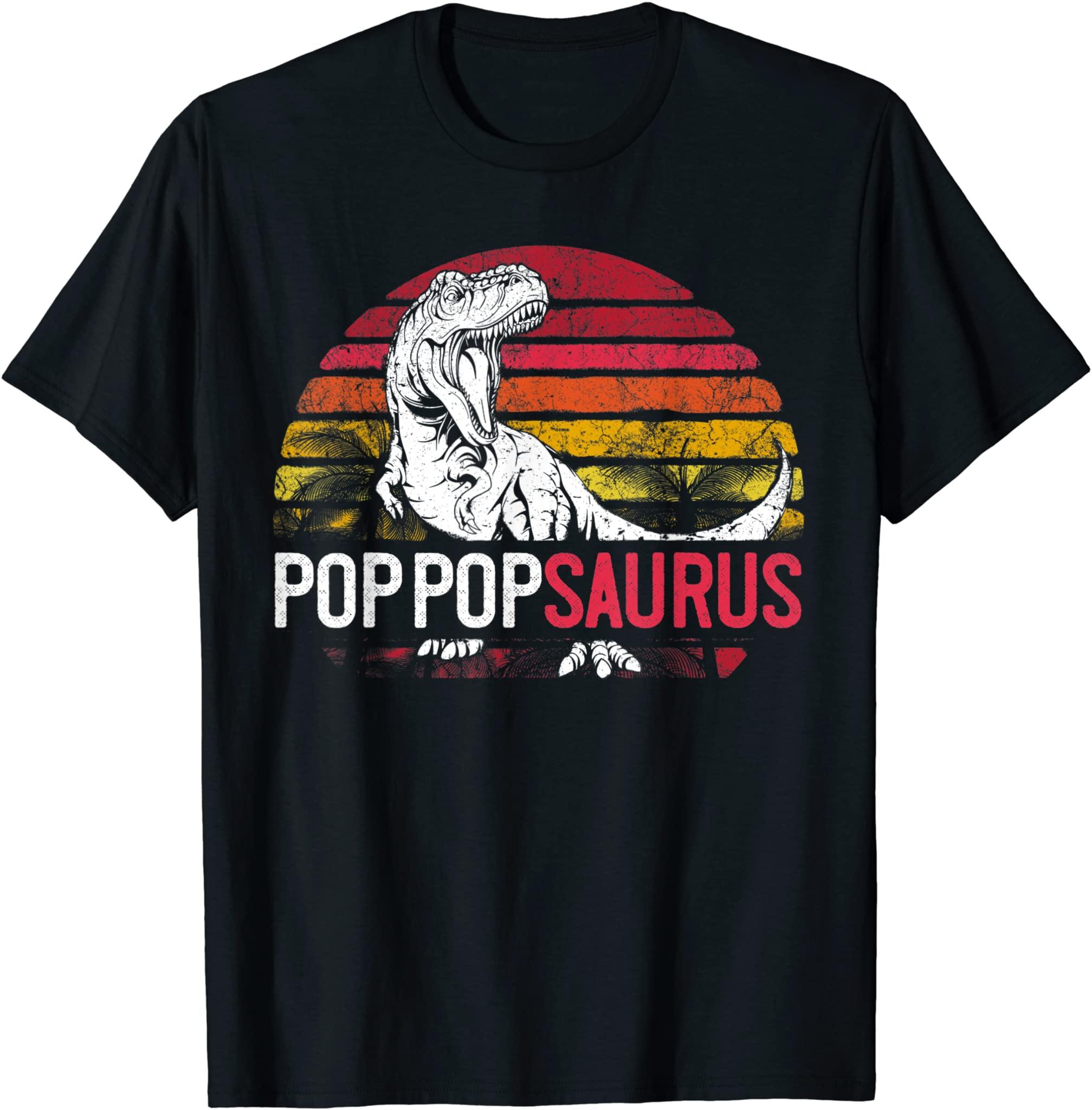 Mens Pop Pop Saurus Father’S Day T Rex Dinosaur Grandpa Pops Papa T-Shirt