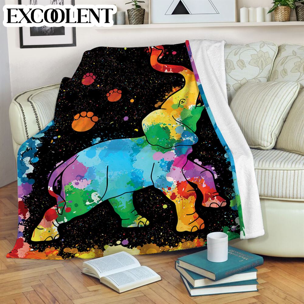 Elephant Watercolor Fleece Throw Blanket – Soft And Cozy Blanket – Best Weighted Blanket For Adults