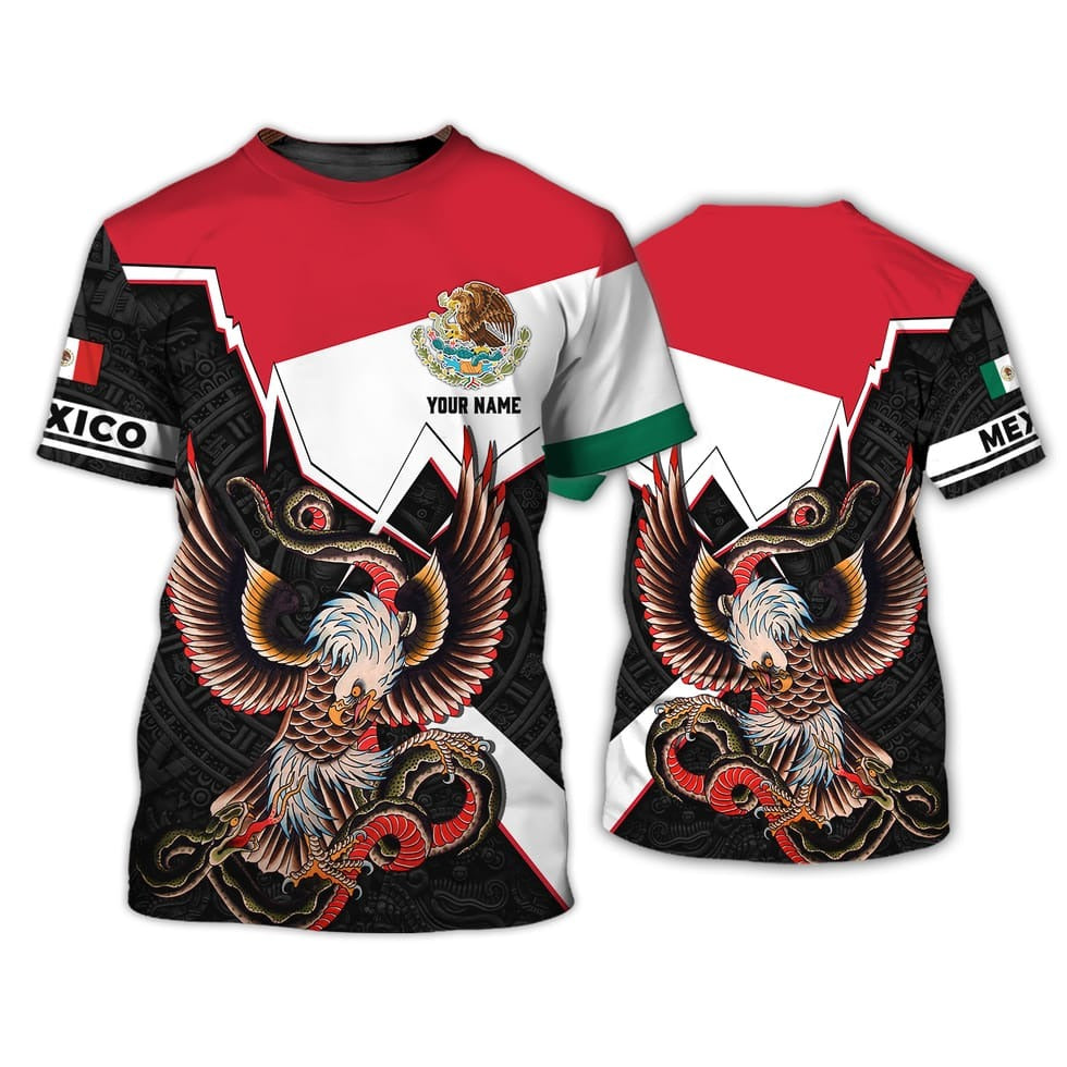 Custom Mexico Eagle And Snake 3D All Over Print T Shirt, Mexico 3D Shirts