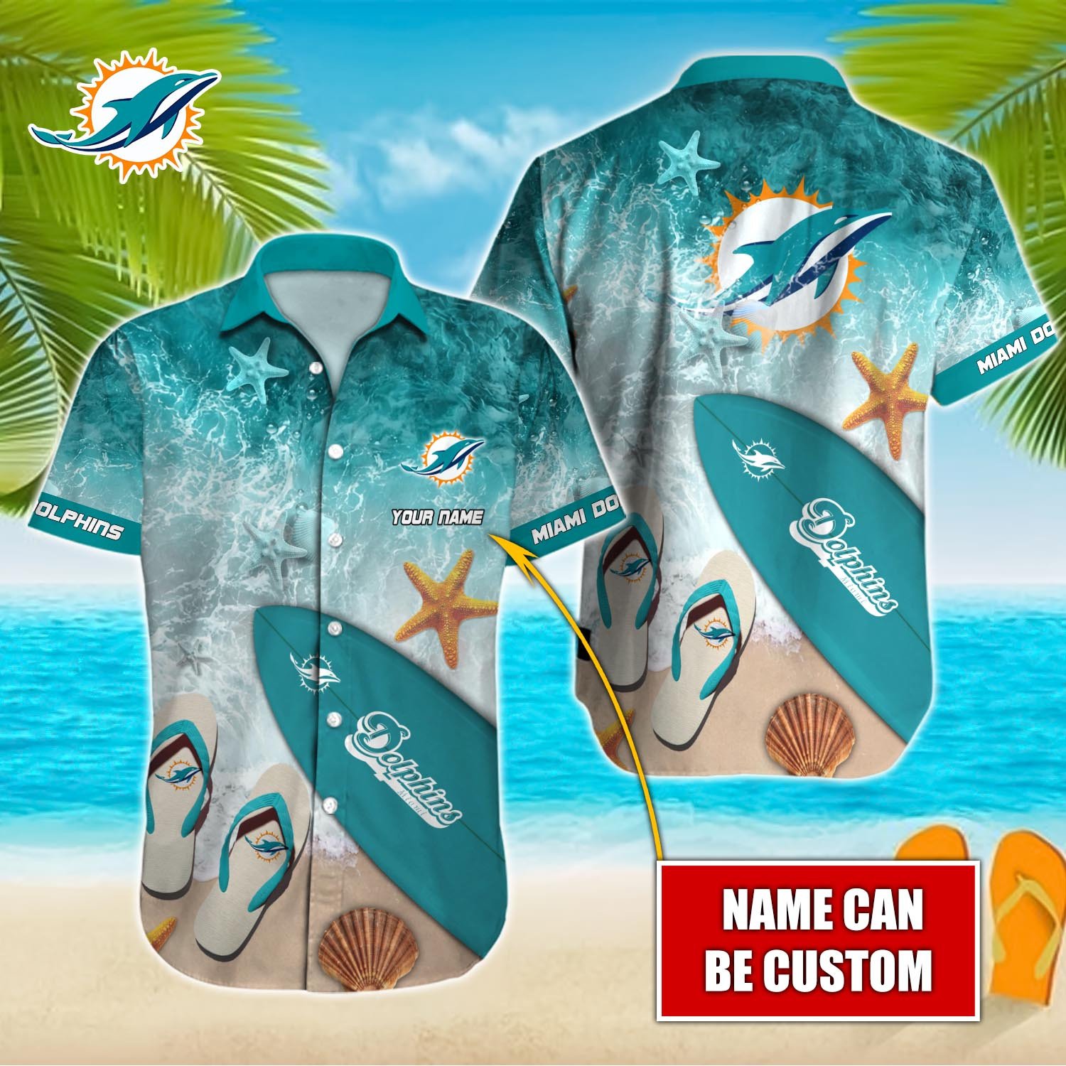 Miami Dolphins Custom Name Hawaiian Shirt T-39910