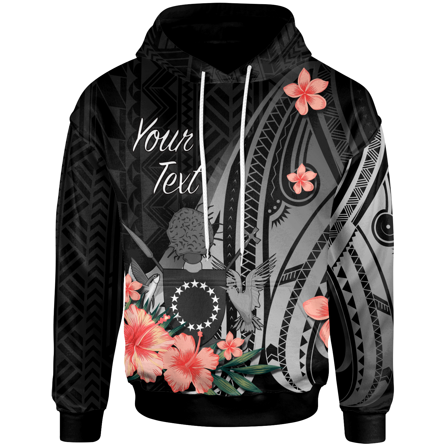 Cook Islands Personalised Custom Hoodie –  Polynesian Hibiscus Pattern Style – BN27