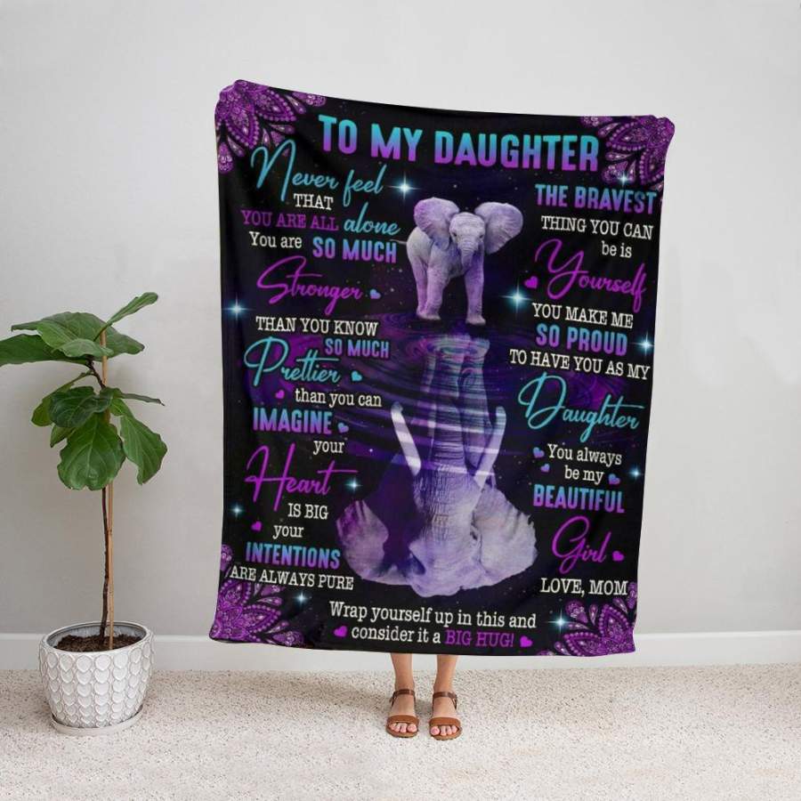 Elephants mandala to my daughter never feel that you are all alone purple fleece blanket/ sherpa blanket