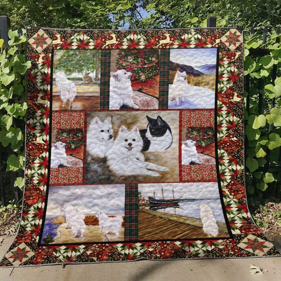 American Eskimos Christmas Season Quilt Blanket Christmas Gift Ideas