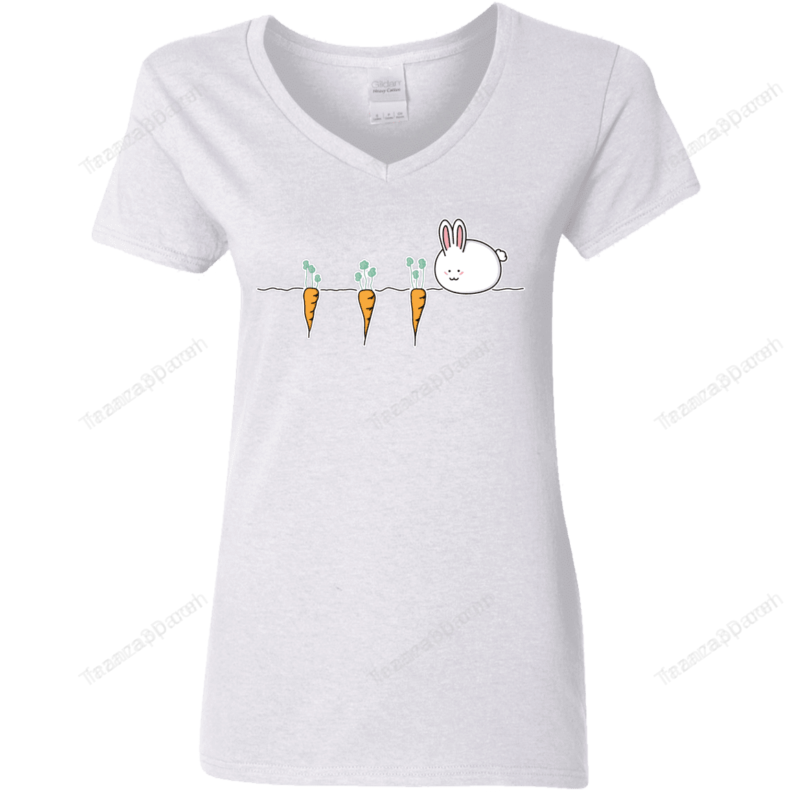 Kawaii Rabbit And Carrots Womens V-Neck T-Shirt