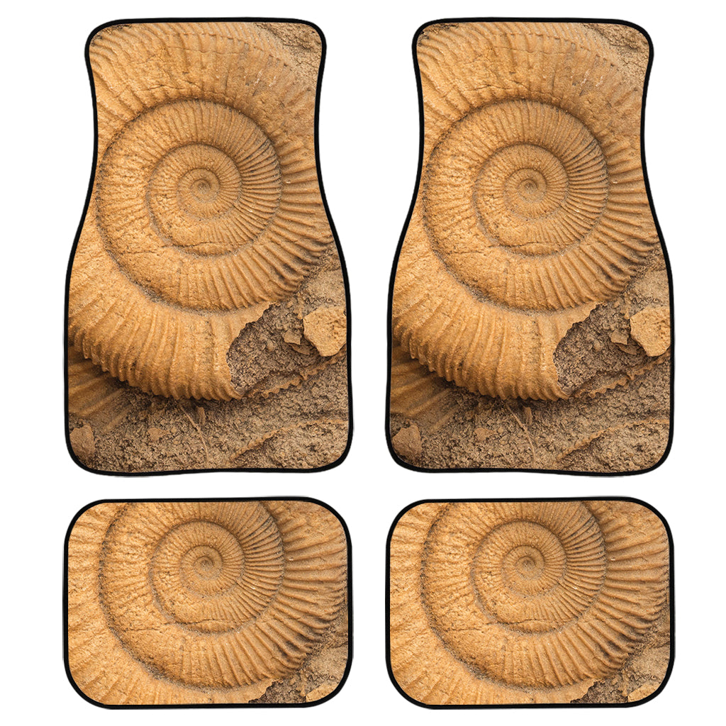 Ammonite Shell Fossil Print Front And Back Car Floor Mats, Front Car Mat