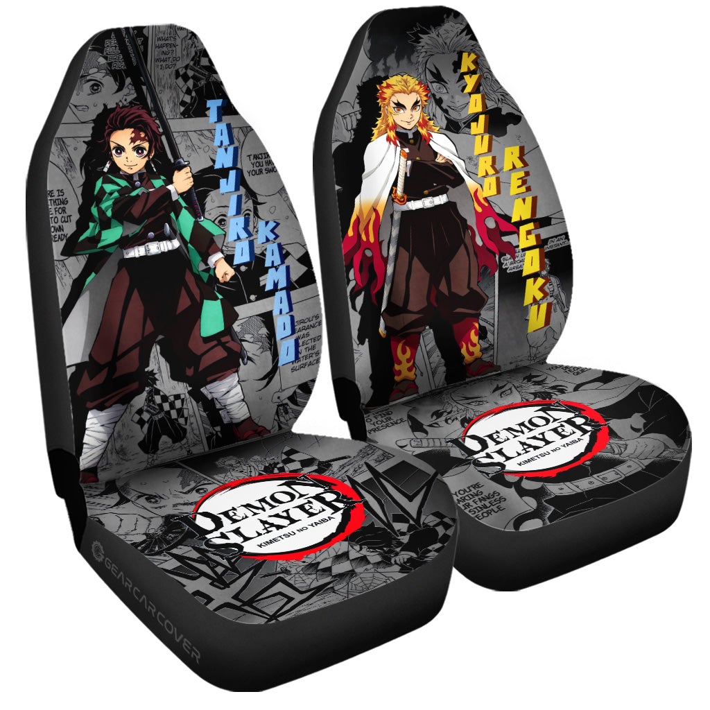 Tanjiro And Rengoku Car Seat Covers Custom Demon Slayer Anime Mix Manga Gifts For Fans